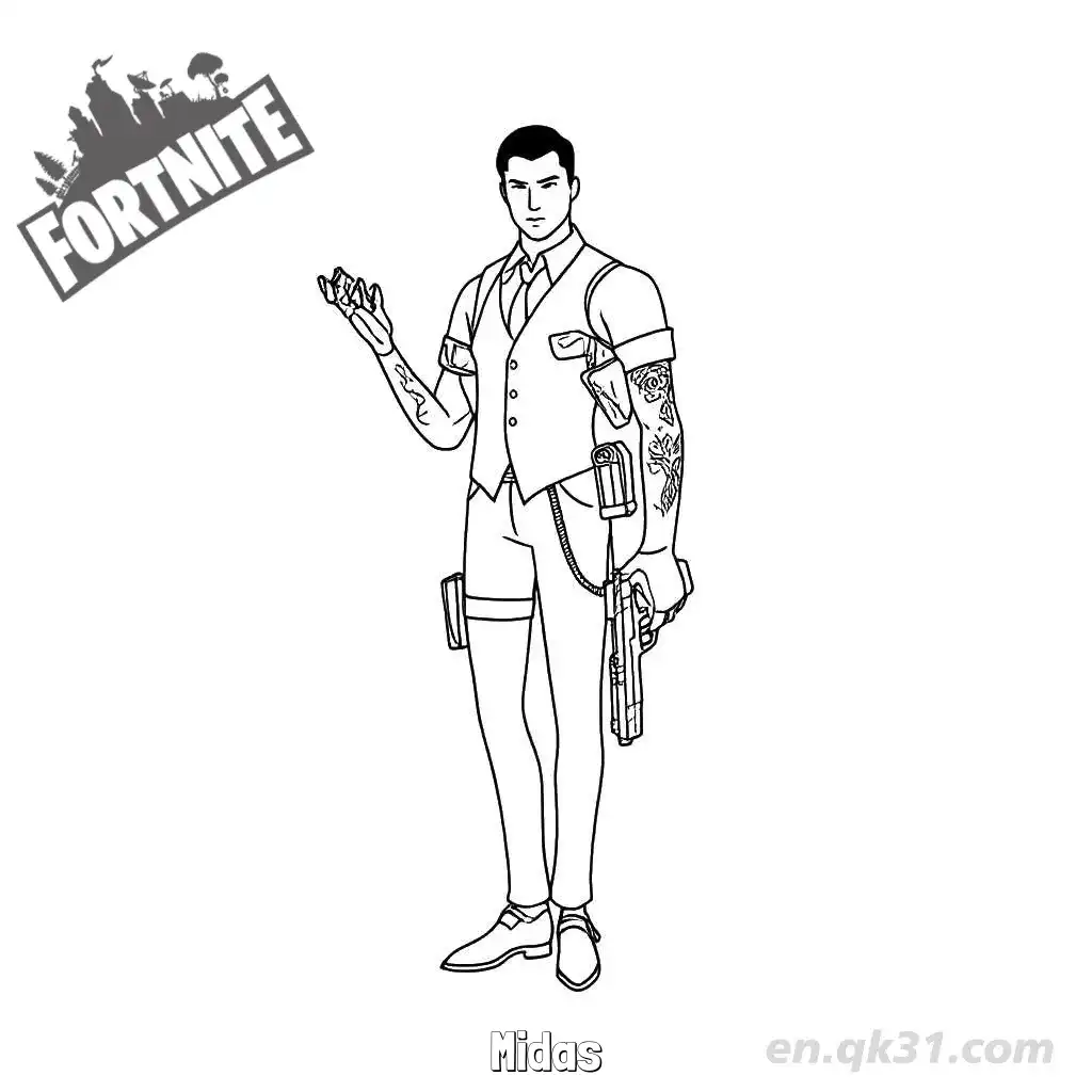 免费 迈达斯 02简笔画 素描 涂鸦 - 免费可打印堡垒之夜 下载PDF 简笔画涂色页